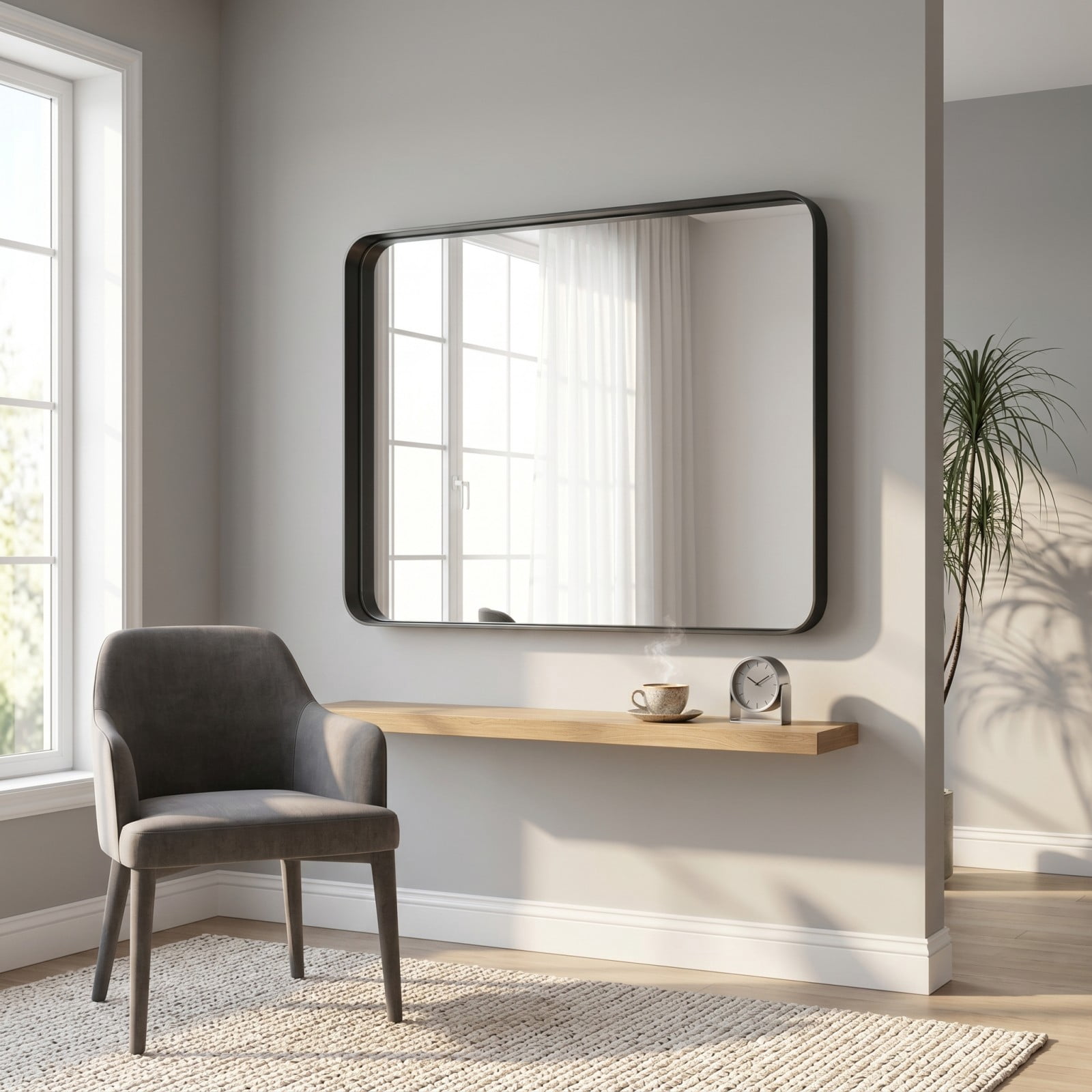 GRAHMCY 20"x30" Bathroom Mirror Wall Mounted Rectangular Vanity Mirror with Deep Frame, Black