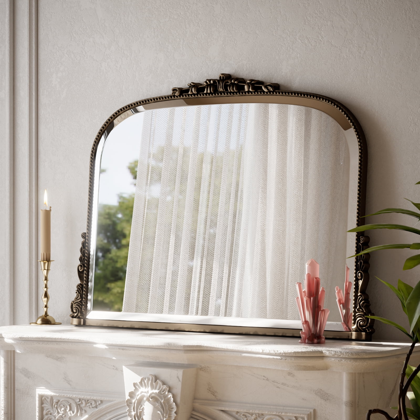 GRAHMCY 36"x 27" Bathroom Mirror Arched Vanity Mirror Decor Wall Mirror Vintage Mirror, Antique Bronze