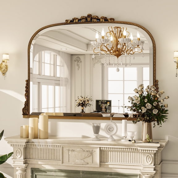 GRAHMCY 36"x 27" Bathroom Mirror Arched Vanity Mirror Decor Wall Mirror Vintage Mirror, Antique Gold