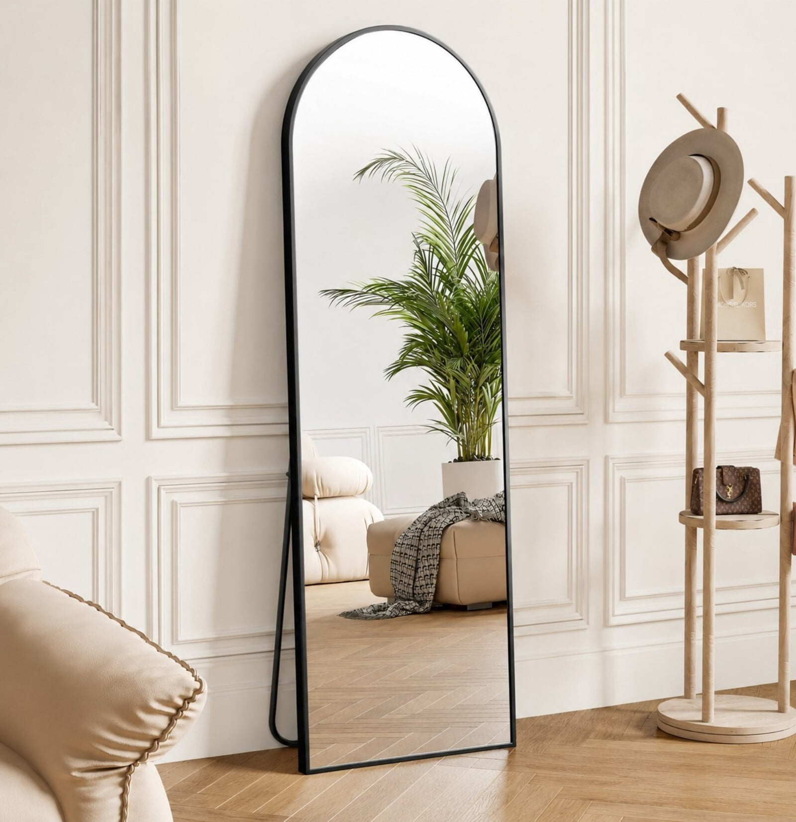 GRAHMCY 59"x 16.2" Arched Full Length Mirror Full Body Floor Mirrors, Black