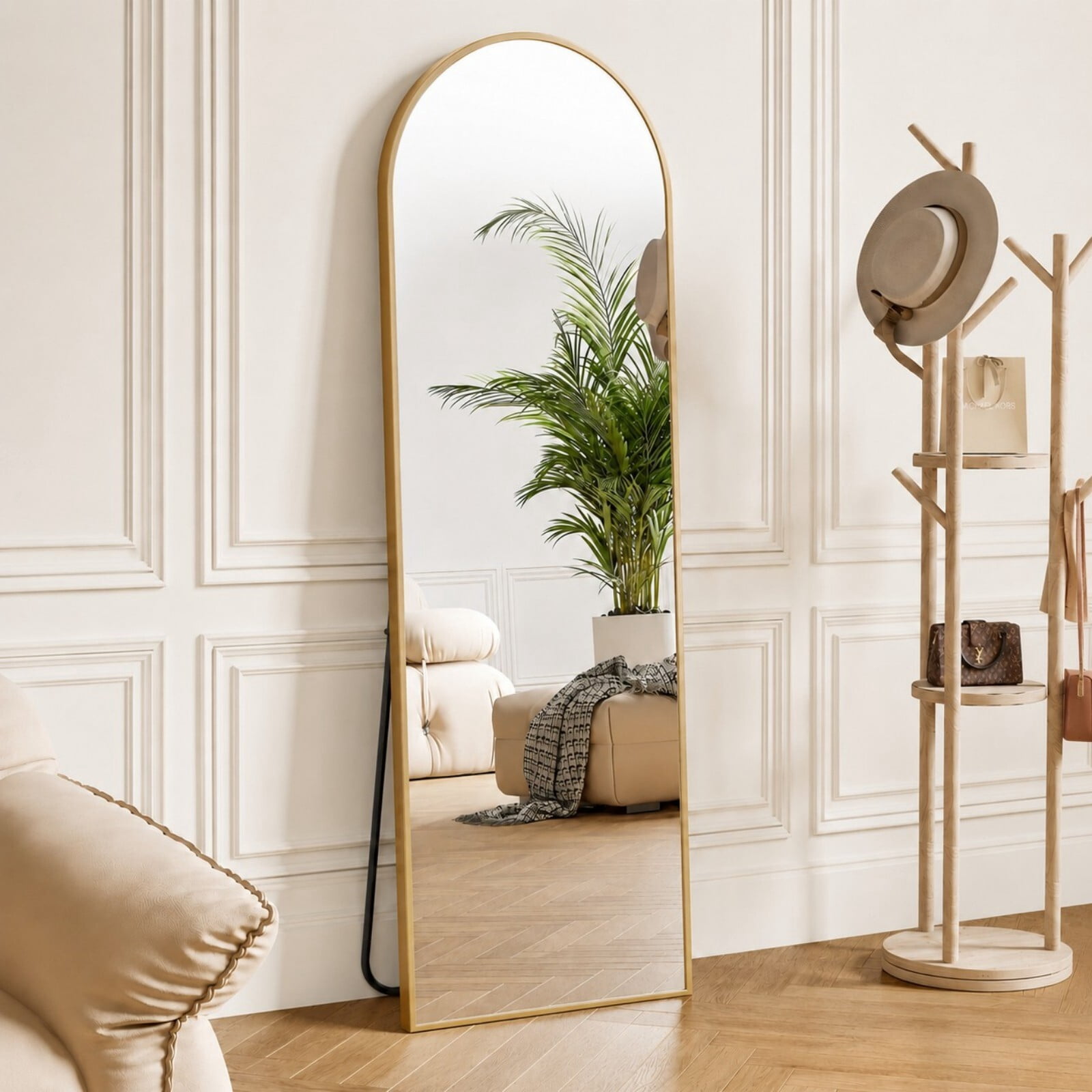 GRAHMCY 59"x 16.2" Arched Full Length Mirror Full Body Floor Mirrors, Gold