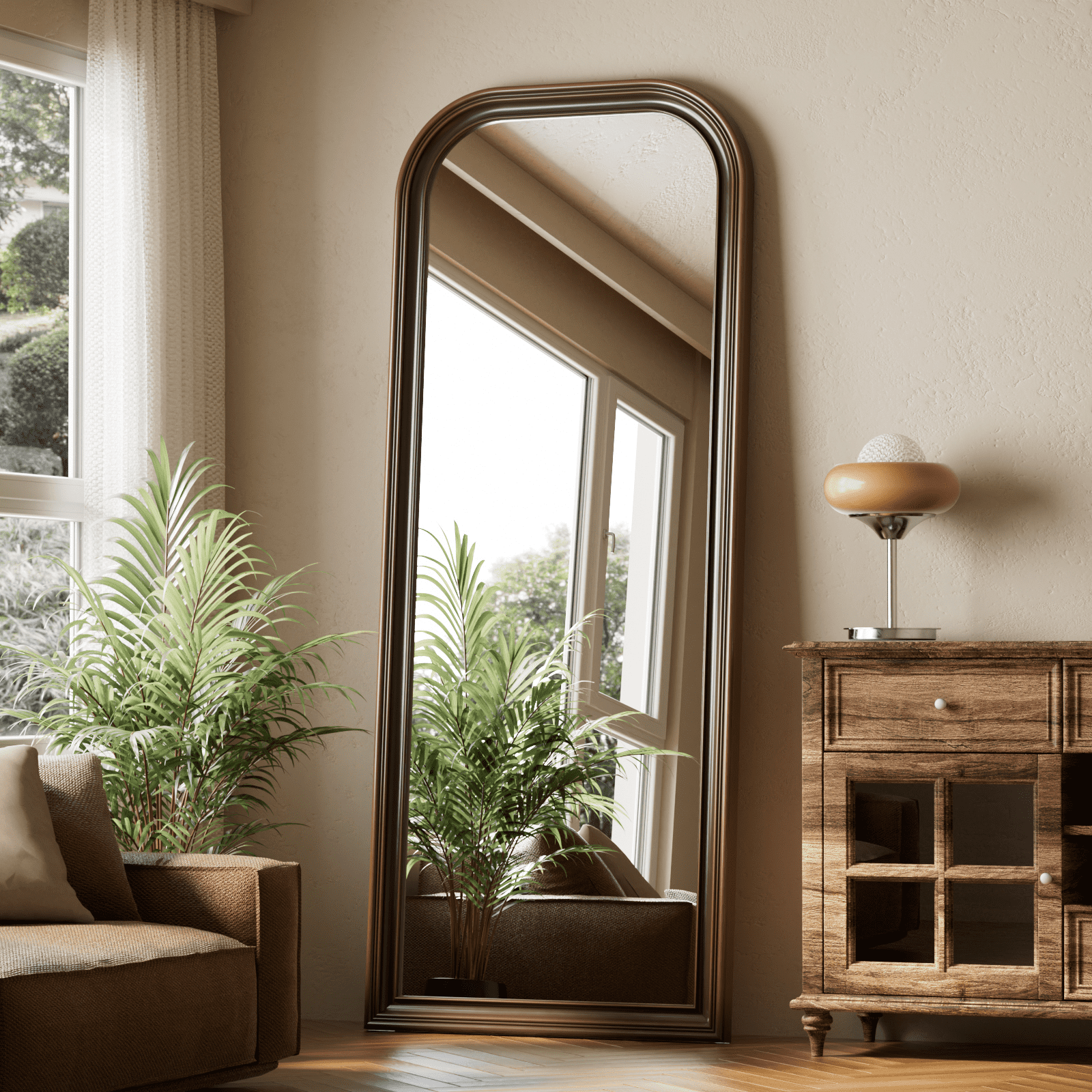 GRAHMCY 69"x28" Arched Full Length Mirror Vintage Floor Mirror, Antique Bronze