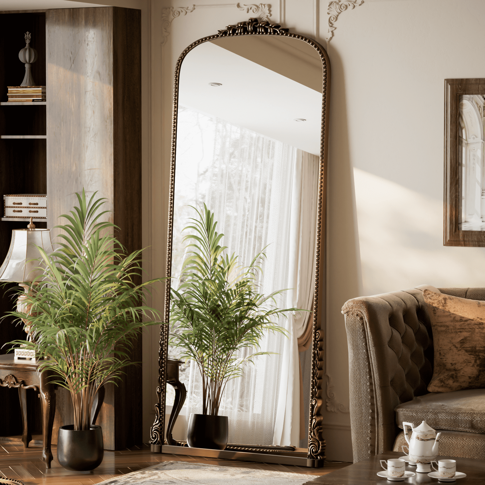 GRAHMCY 69"x28" Vintage Arched Full Length Mirror Floor Mirror, Antique Bronze