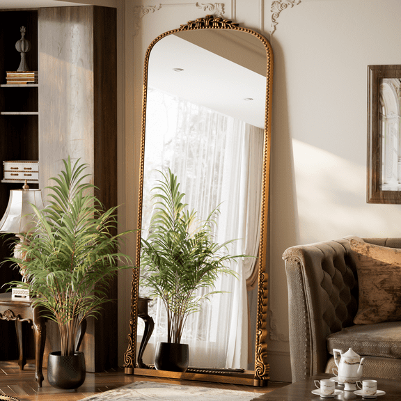 GRAHMCY 69"x28" Vintage Arched Full Length Mirror Floor Mirror, Antique Gold