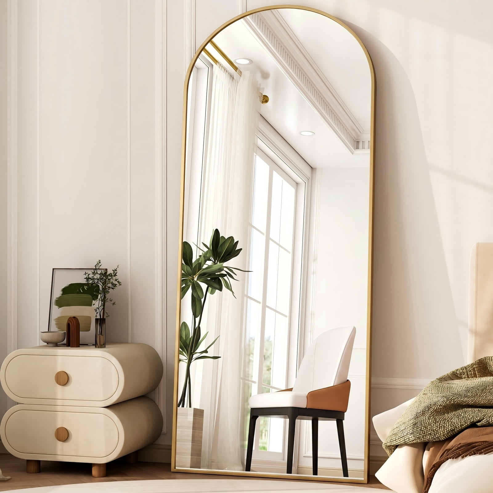 GRAHMCY 71"x26" Arched Full Length Mirror Floor Standing Mirror, Gold