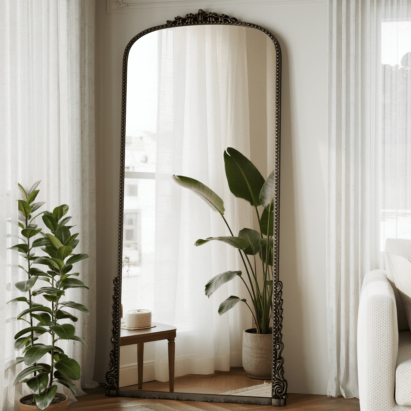 GRAHMCY 71"x32" Vintage Arched Full Length Mirror Floor Mirror, Antique Bronze