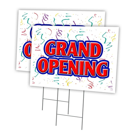 GRAND OPENING 2 Pack Of 18" x 24" Yard Sign & Stake | Advertise Your Business | Stake Included Image On Both Sides | Made in The USA