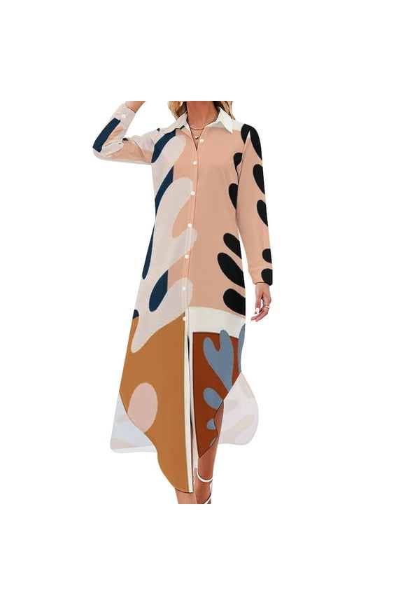 GRAND PALAIS : Vintage Matisse The Cut Outs Exhibit Advertising Print Long Sleeved Shirt Dress Beachwear