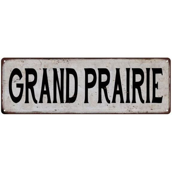 GRAND PRAIRIE Vintage Look Rustic Metal 6x18 Sign City State 106180041363