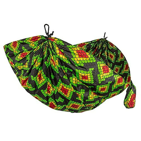 GRAND TRUNK Print Hammock Camping Double Tree Hanging Kit Included Quality Nylon Portable Indoor Outdoor Travel Backpacking Survival Scales Design Print Rasta