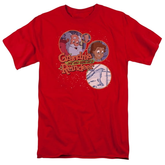 GRANDMA GOT RUN OVER BY A REINDEER/SANTA AND FAMILY-S/S ADULT 18/1-RED-SM