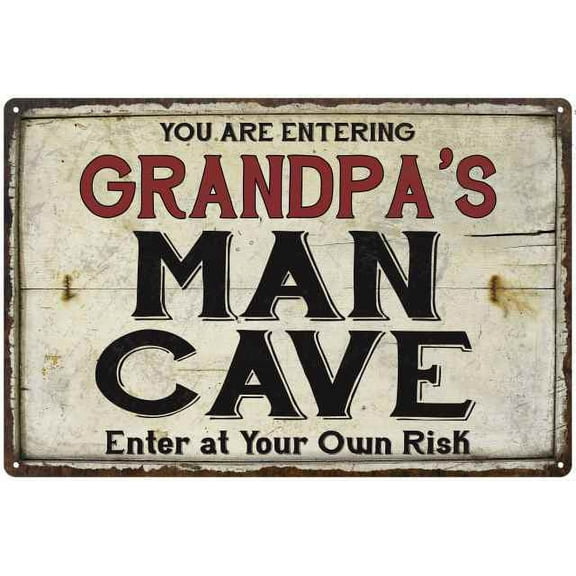 GRANDPA'S Man Cave Sign Rustic 12 x 18 Matte Finish Metal 112180035003