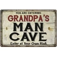 thumbnail image 1 of GRANDPA'S Man Cave Sign Rustic 8 x 12 Matte Finish Metal 108120035003, 1 of 7