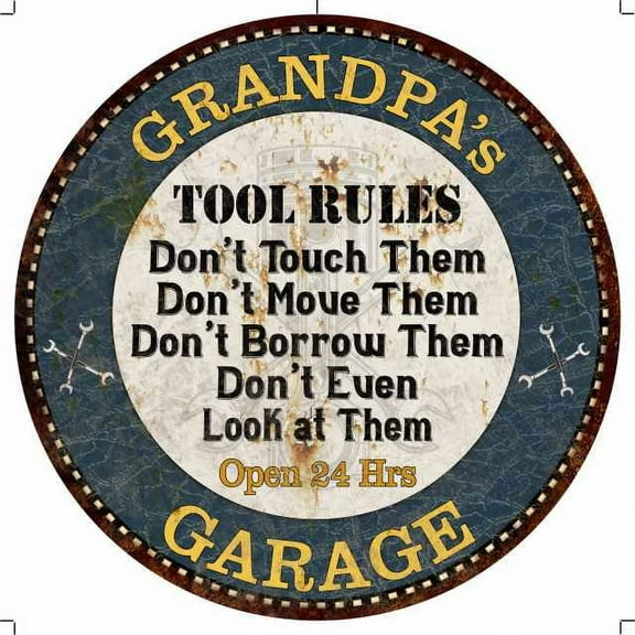GRANDPA's Garage Rules 14" Round Metal Sign Garage Wall Decor 100140015502
