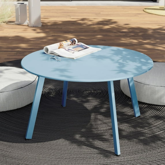 GRANDPATIO 28" Round Coffee Table Steel Outdoor Patio Table , Grayish Green