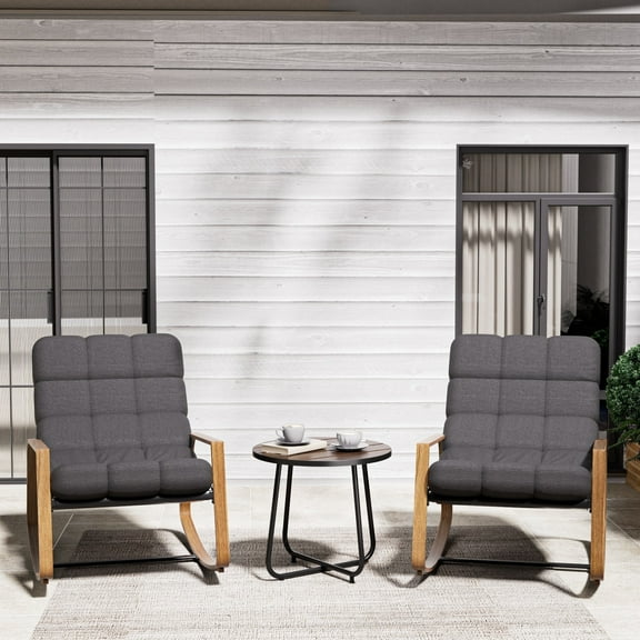 GRANDPATIO 3-Piece Outdoor Patio Set, 2 Modern Rocking Chairs with All-Weather Side Table