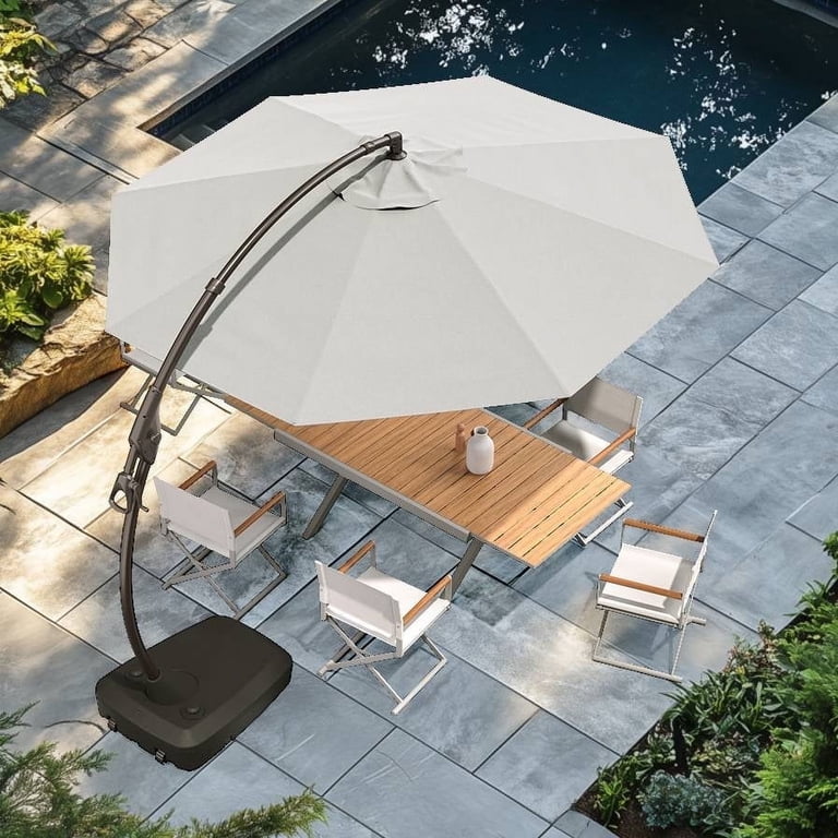 GRANDPATIO Napoli Sunbrella 12ft Round Canteliver Patio Umbrella with Base,  Sunbrella Canvas White - Walmart.com