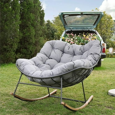 GRANDPATIO Outdoor & Indoor Glider Chair, Rocking Chair  with Padded Cushion, Gray
