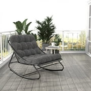GRANDPATIO Outdoor&Indoor Steel Rocking Chair, Padded Cushion Rocker Recliner Chair for Front Porch, Living Room, Sunroom, Patio, Backyard, Comfy Rocking Lounge Chair for Relaxing Reading, Gray