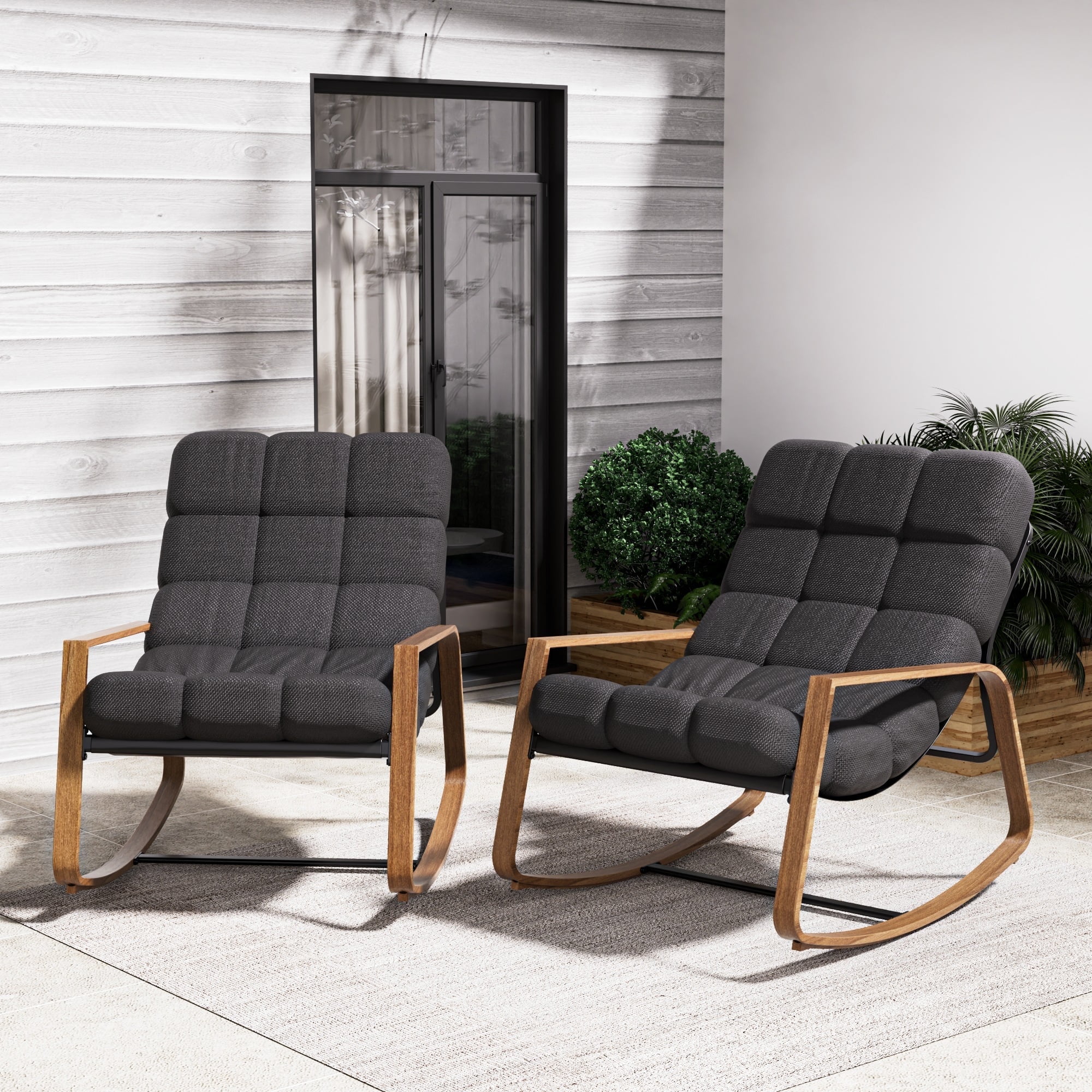 GRANDPATIO, Outdoor Modern Rocking Chair, Fabric, 2pcs - Walmart.com