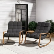 GRANDPATIO Outdoor Modern Rocking Chair with Water-Resistant Fabric & Walnut-Finish Legs, 330lbs Capacity, Easy Assembly, 2PCS