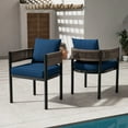 thumbnail image 1 of GRANDPATIO Steel Outdoor Dining Side Chairs - Set of 2, Blue Cushion, 1 of 8