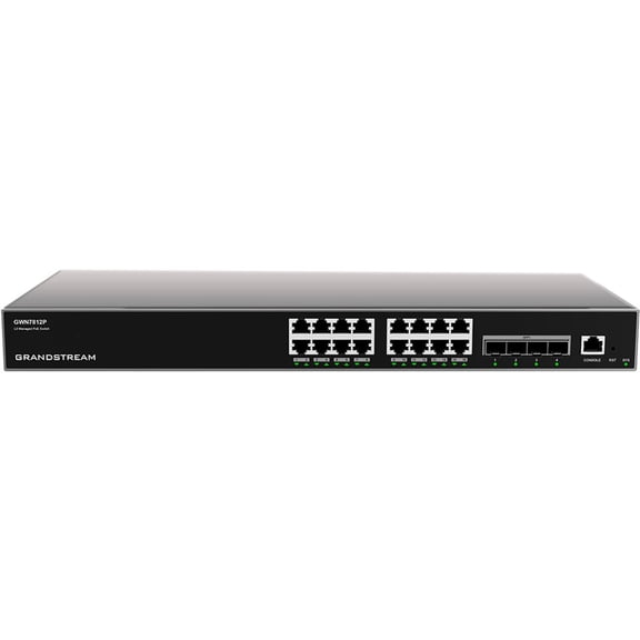 GRANDSTREAM GWN7812P Managed Layer Switch 3. Ports: 16x GbE RJ45 PoE 802.3 AF/at, +30W per Port, 4X SFP+ Brand