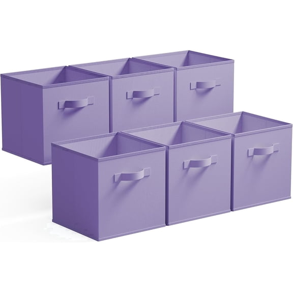 GRANNY SAYS 11 Inch Cube Storage Bins, Fabric Storage Baskets with Handles, Collapsible Cube Organizer for Shelves and Closet, 6-Pack, Lavender Purple