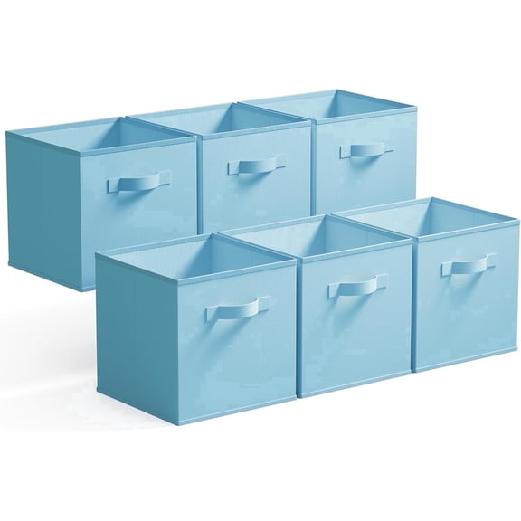 GRANNY SAYS 11 Inch Cube Storage Bins, Fabric Storage Baskets with Handles, Collapsible Cube Organizer for Shelves and Closet, 6-Pack, Blue