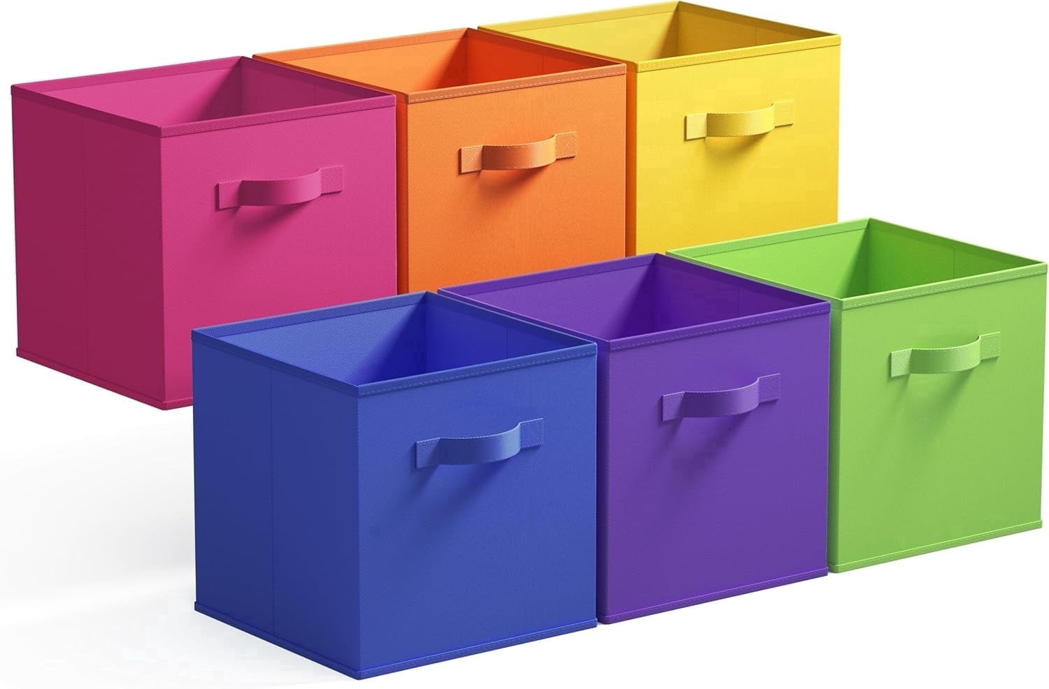 GRANNY SAYS 13 Inch Cube Storage Bins, Fabric Storage Baskets with Handles, Collapsible Cube Organizer for Shelves and Closet, 6-Pack, Rainbow