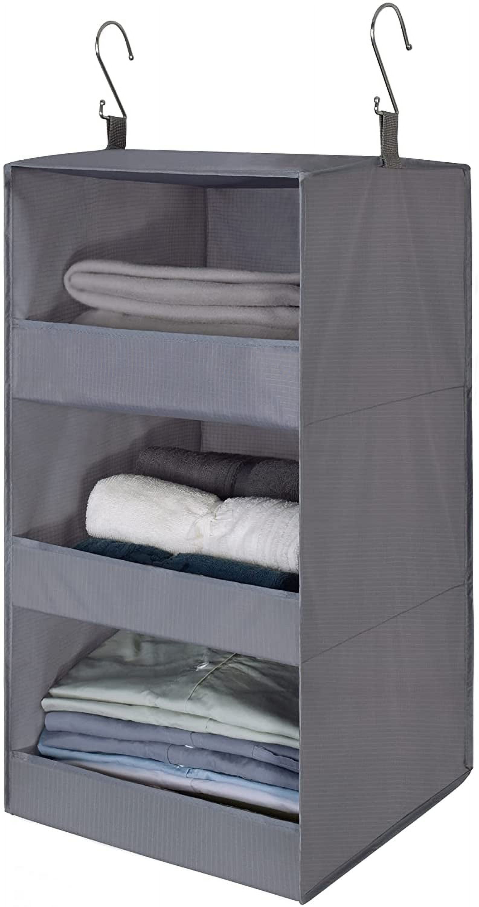 Hold N Storage 3-Shelf Hanging Closet Storage Room Organizer with Metal Rod, Grey, Size: 11 W x 21 D x 14-1/2H, Gray