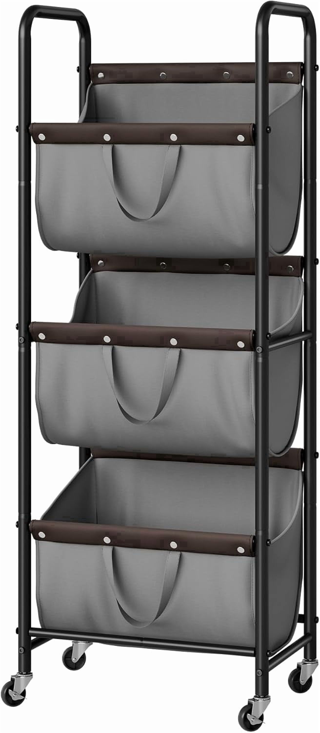 GRANNY SAYS 3 Tier Laundry Basket with Wheels, 120L Rolling Laundry Hamper Sorter, Metal Frame Laundry Organizer, 3 Bin Removable Bags, Gray