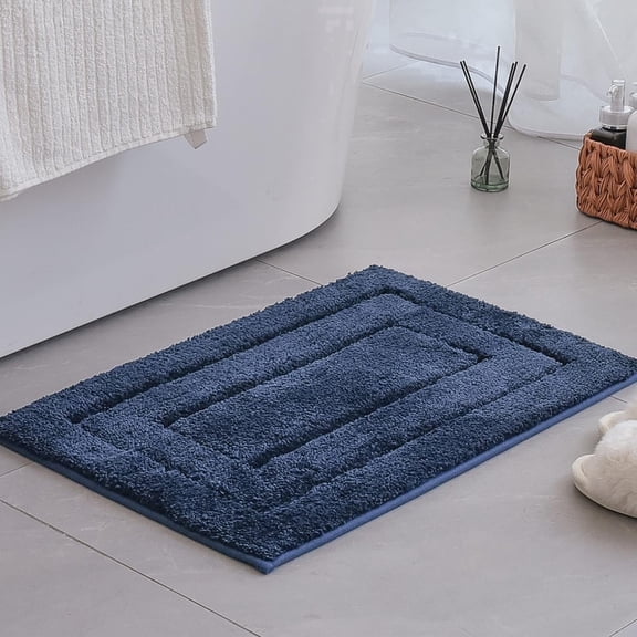 GRANNY SAYS Bath Mat, Microfiber Non Slip Bathroom Rug, Water Absorbent Bath Rugs, 16" x 24", Deep Blue