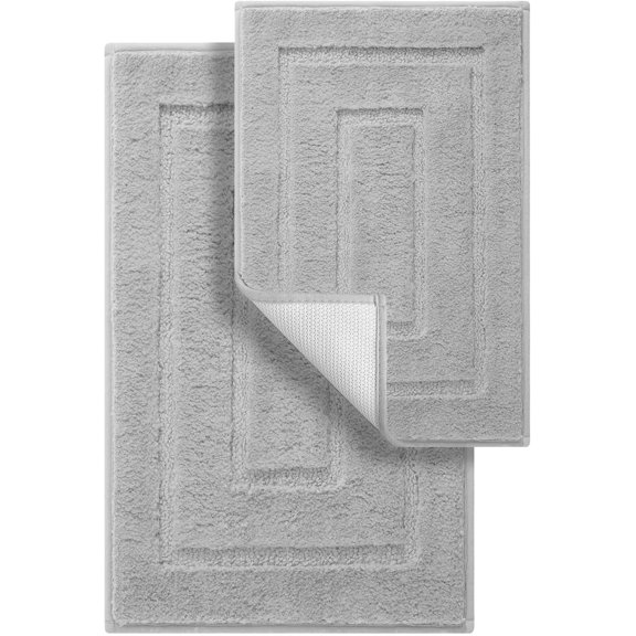 GRANNY SAYS Bathroom Rugs Sets, Soft Absorbent Bath Mats, Non Slip Washable Bath Rugs, 2-Set, Gray
