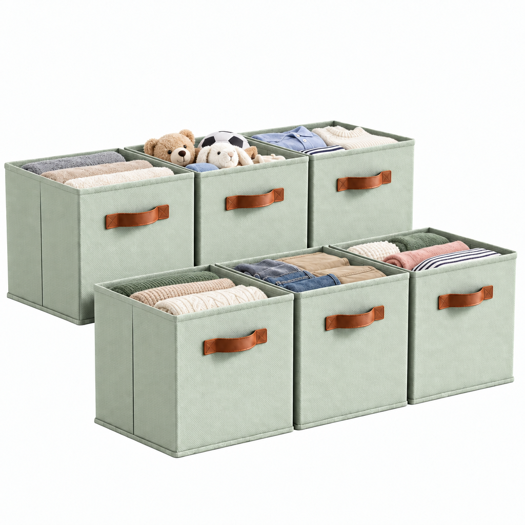 GRANNY SAYS Cube Storage Bins 11 Inch Foldable Fabric Storage Baskets For Organizing Dual Handle Organizer Bins 6 Pack Dusty Blue: Reviewed for Real Life