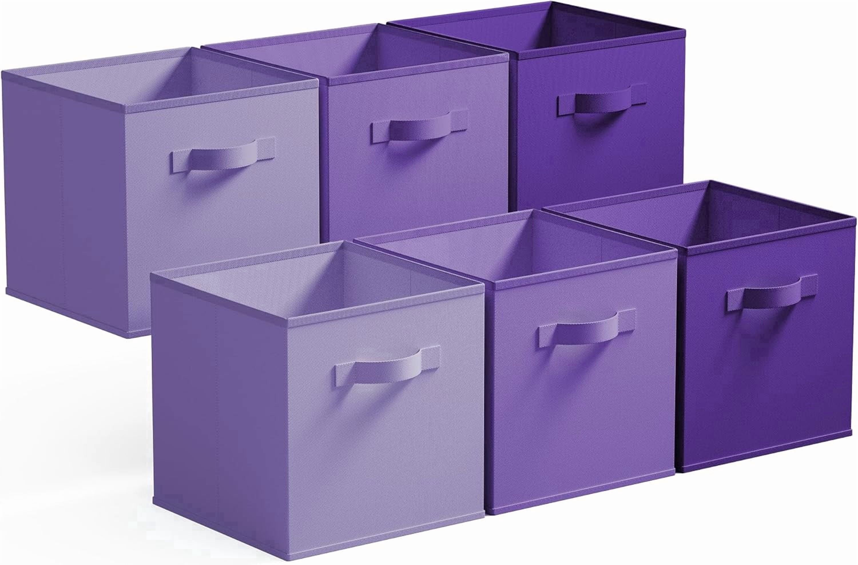 GRANNY SAYS Cube Storage Bins, 11 Inch Foldable Fabric Storage Baskets for Organizing, Dual Handle Organizer Bins, 6-Pack, Purple Gradient