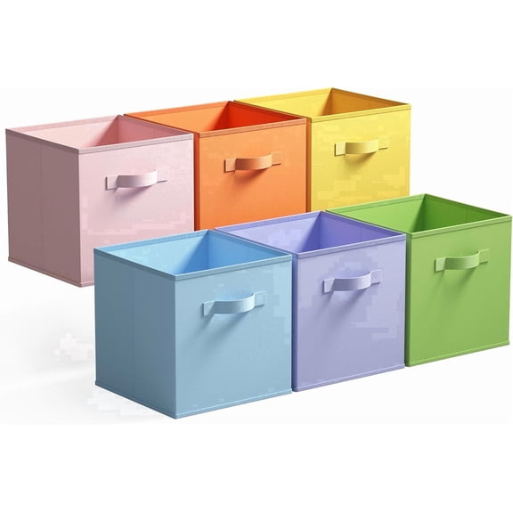 GRANNY SAYS Cube Storage Bins, 11 Inch Foldable Fabric Storage Baskets for Organizing, Dual Handle Organizer Bins, 6-Pack, Colour