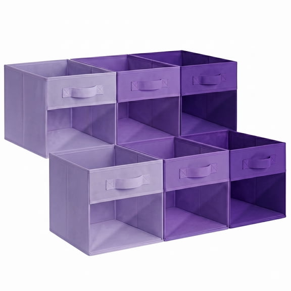 GRANNY SAYS Cube Storage Bins with Clear Window, 11 Inch Collapsible Fabric Storage Bins 6-Pack, Purple Gradient