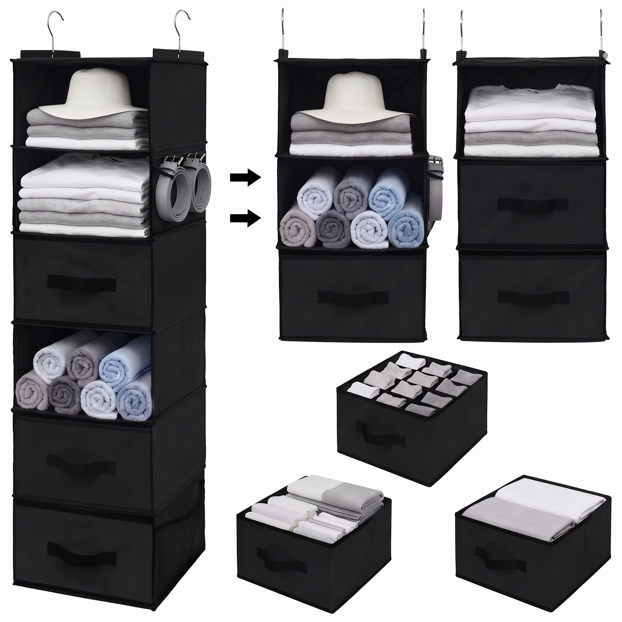 Pocket Rack Drawer GRANNY SAYS Hanging Closet Organizer, 6-Shelf, Separable Design ...