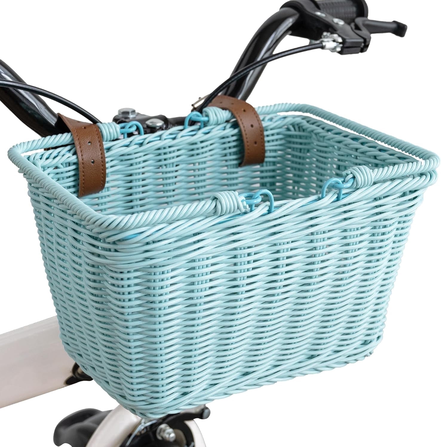 GRANNY SAYS Kids Bike Basket, Front Bicycle Basket for Boys and Girls, Small Wicker Handlebar Basket, Cyan