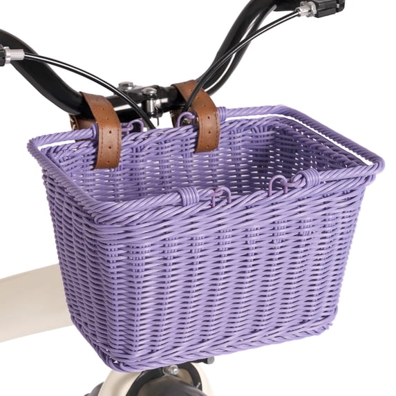 GRANNY SAYS Kids Bike Basket, Front Bicycle Bike Baskets for Kids, Small Wicker Bike Basket for Boys and Girls, 9.75" x 7" x 6", Purple