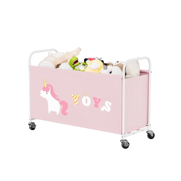 GRANNY SAYS Kids Extra Large 135L Toy Bins, 300D Oxford Cloth & Metal Toy Chest with Locking Silent Wheels, Pink