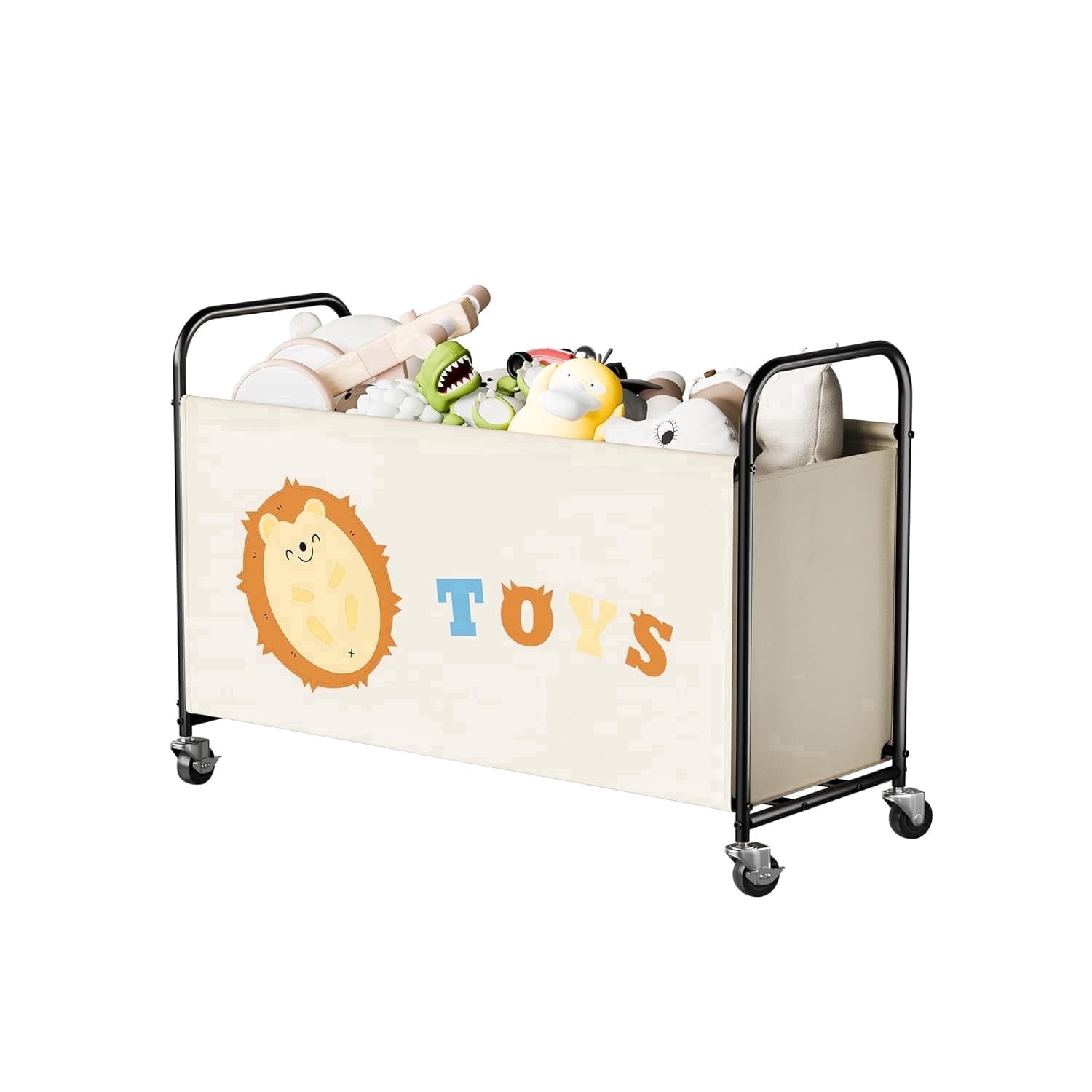 GRANNY SAYS Kids Large 135L Toy Chest, 300D Oxford Cloth & Metal Toy Storage Organizer with Lockable Silent Wheels, Beige