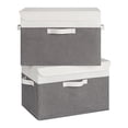 thumbnail image 1 of Granny Says Collapsible Storage Bins with Lids, Decorative Storage Basket for Shelves, Toy, Closet, White&Gray, 2-Pack, 1 of 8