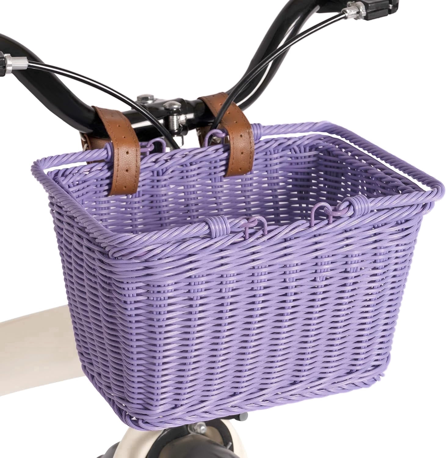 GRANNY SAYS Small Bike Basket for Kids, Front Handlebar Bicycle Basket, Wicker Design for Boys and Girls, Purple