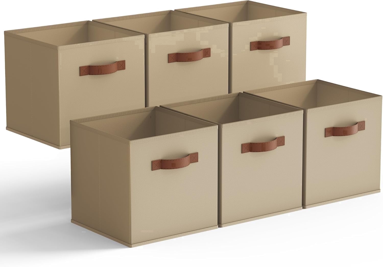GRANNY SAYS Storage Cube Organizer, 11 Inch Cube Storage Bins, Fabric Storage Bins for Cube Shelf & Closet, 6-Pack, Khaki