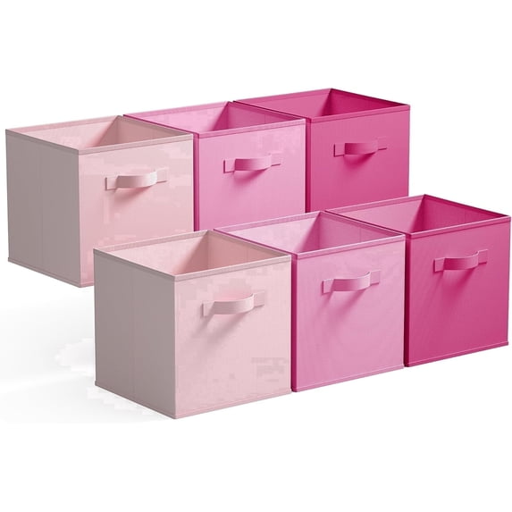 GRANNY SAYS Storage Cube Organizer, 11 Inch Cube Storage Bins, Fabric Storage Bins for Cube Shelf & Closet, 6-Pack, Pink Gradient
