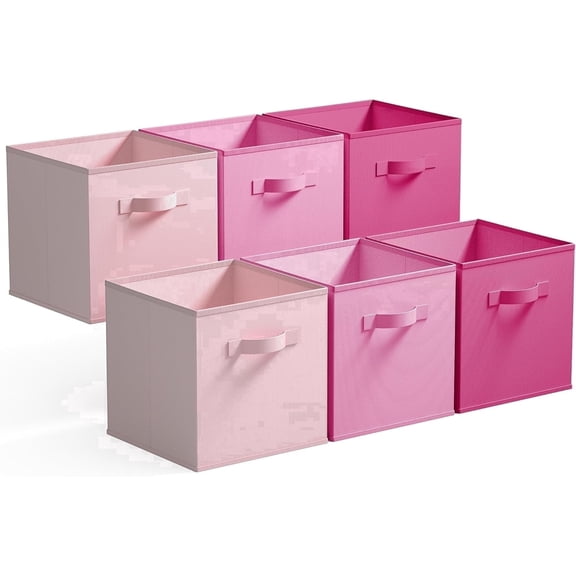GRANNY SAYS Storage Cube Organizer, 11 Inch Cube Storage Bins, Fabric Storage Bins for Cube Shelf & Closet, 6-Pack, Pink Gradient