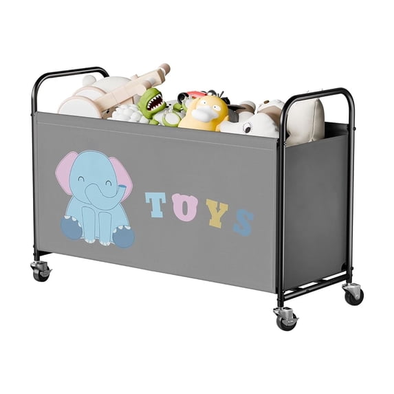 GRANNY SAYS Toy Storage Organizer, Kids Extra Large 135L 300D Oxford Cloth & Metal Toy Chest with Locking Wheels, Grey