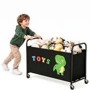 GRANNY SAYS Toy Box, Kids Large Toy Chest 135L Metal Toy Bin with Locking Wheels, Black